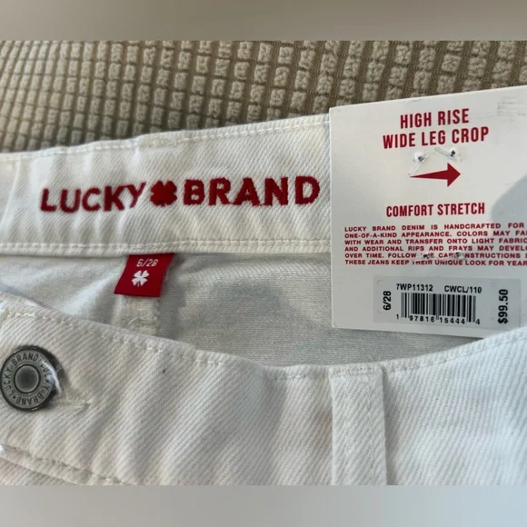 Lucky Brand High Rise Wide Leg Crop Jeans White Size 6 (28) NWT - Picture 10 of 10